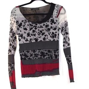 Mado - European designer mesh animal print long sleeve shirt women's size Medium